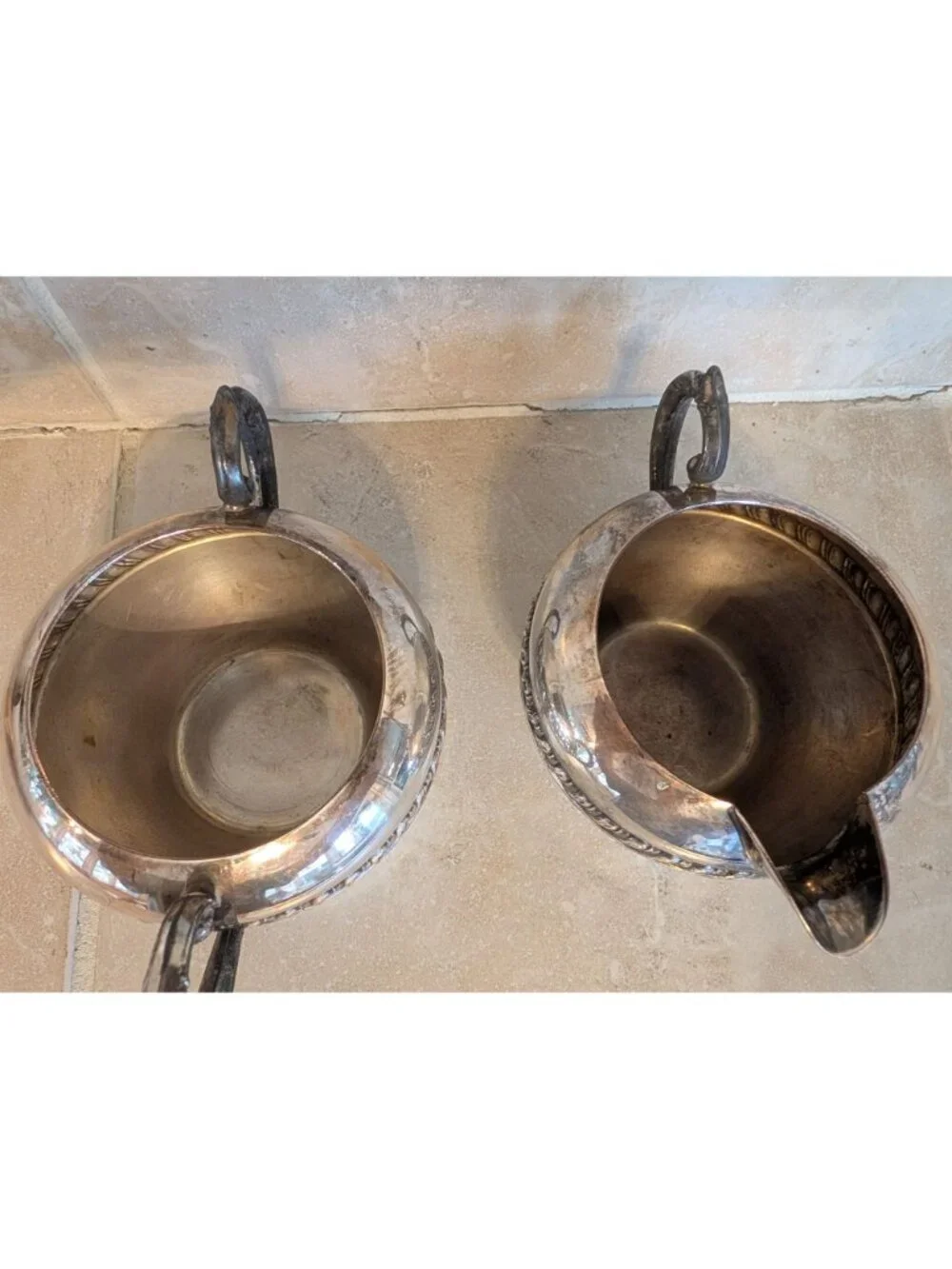 Vintage Silver-plated Cream and Sugar Bowl Set (no lid) Victorian Entertaining